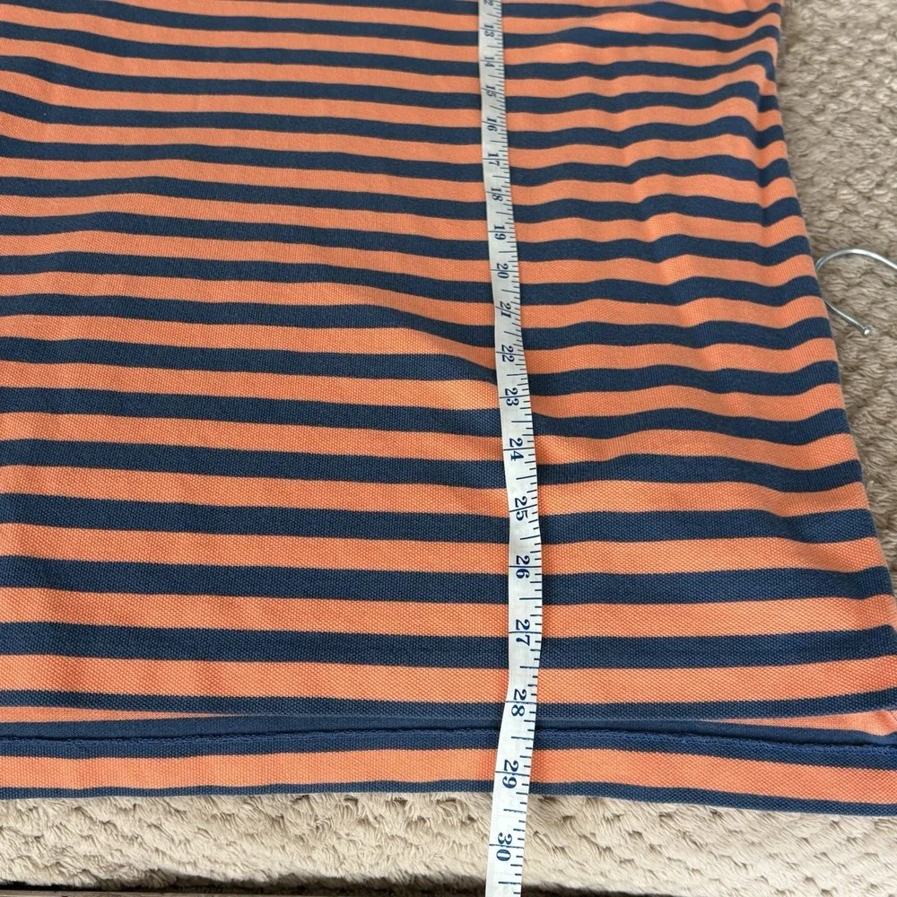Vintage Ralph Lauren Polo Orange Blue Striped Polo Shirt Mens Large Pony Preppy